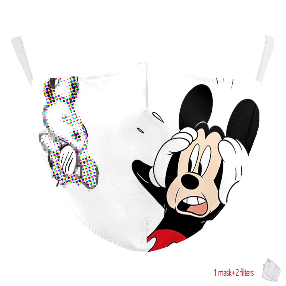 1 KOS Otrok Masko Disney Mickey Odraslih 3D Maske za Obraz, Usta Otroka Masko PM2.5 Anti-prah Meglica Washbale Masko za enkratno uporabo z 2 Filtri