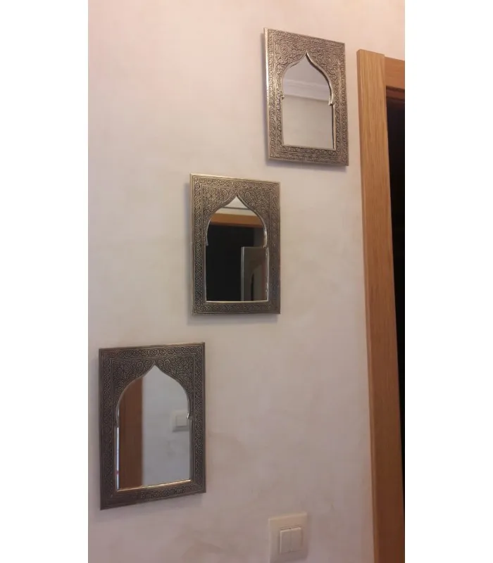 Vrezano Medenina Ogledalo - 6 Velikostih - Arabskem Arc Design - Zlato ali Srebrno