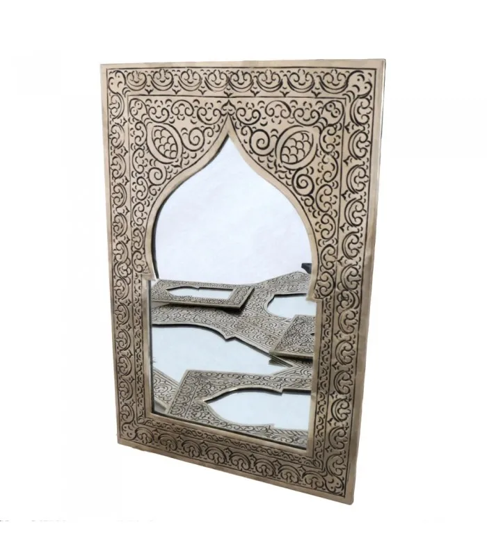 Vrezano Medenina Ogledalo - 6 Velikostih - Arabskem Arc Design - Zlato ali Srebrno