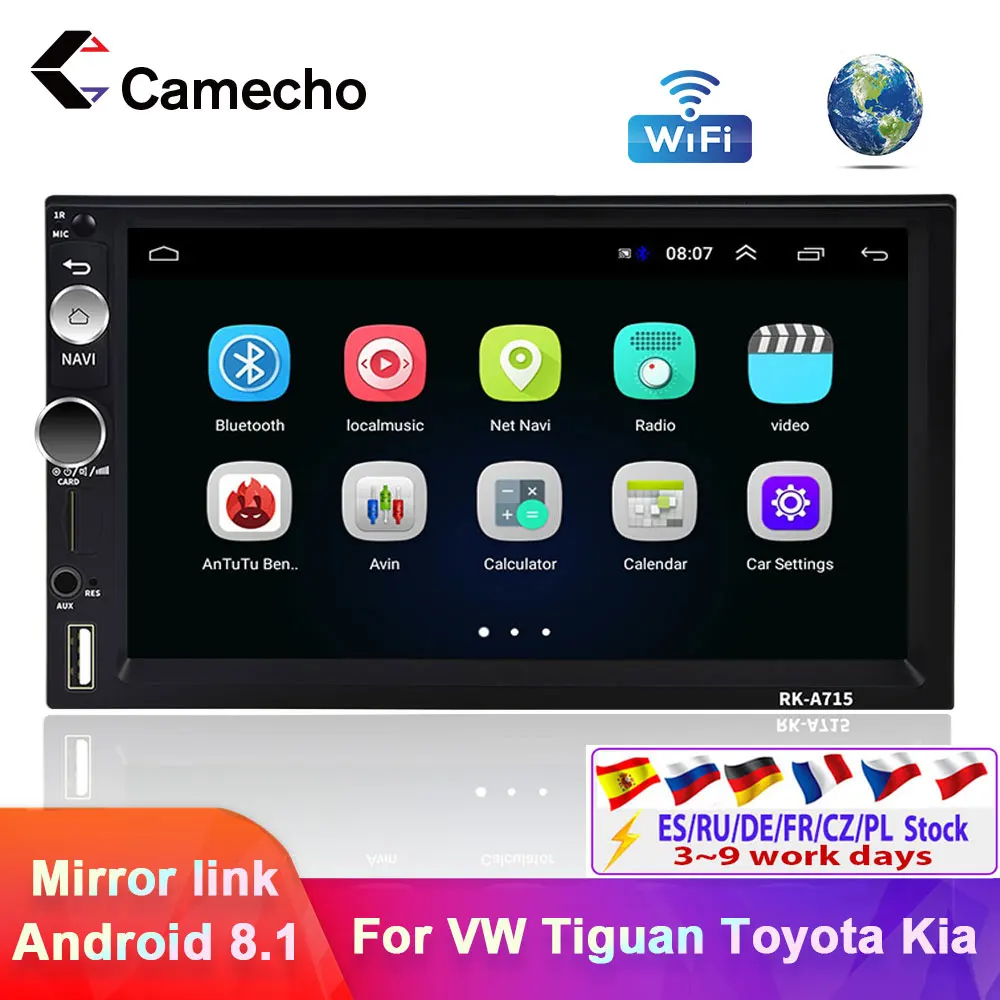 Camecho Android 8.1 Avto Multimedijski Predvajalnik 2din Univerzalno avtoradio 7