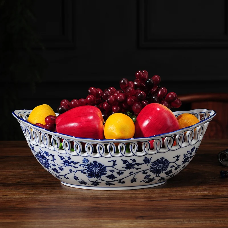 Jingdezhen Kitajski keramični sadje ploščo handpainted modro in belo sadje ploščo dnevna soba čaj tabelo okraski, ustvarjalna doma