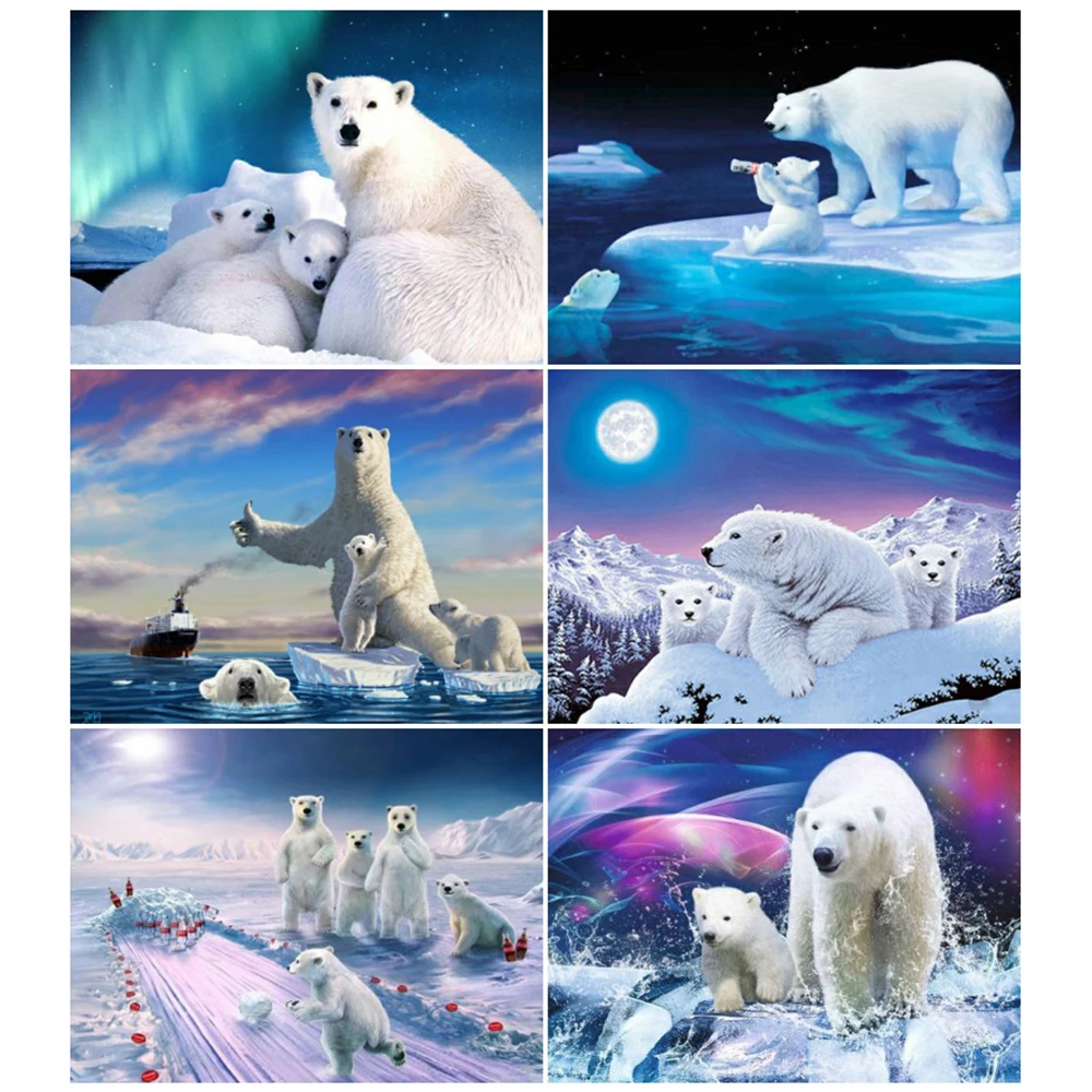 EverShine DIY Diamond Mozaik Polarni Medved Slika Okrasnih 5D Barva Z Diamanti Živali Navzkrižno Šiv Diamond Vezenje