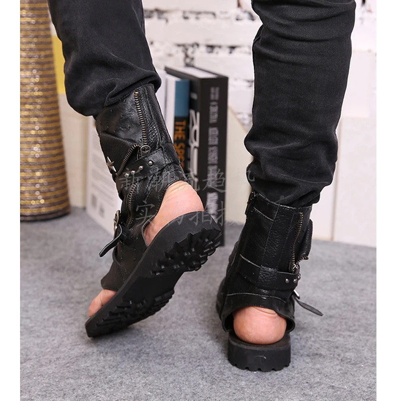 Luksuzni italijanski Gleženj Škornji Gume Stanovanj na Debelo Copate Mens Moda Poletje blagovne Znamke Gladiator Sandale za Moške 2017 Flip Flops