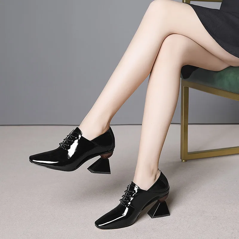 MORAZORA 2020 Novo Prispeli pravega usnja ženske črpalke moda kvadratni toe čipke dame čevlji črno belo poletno visoke pete, čevlji