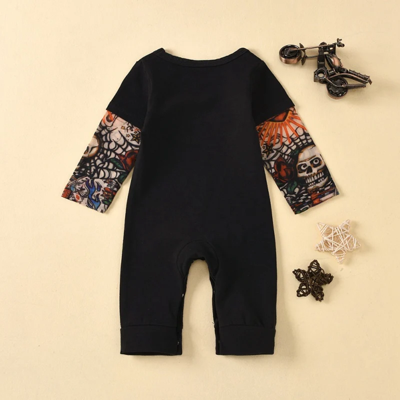 Nov Prihod Jeseni V Modi Malčke Baby Fantje Tatoo Tiskanja Dolg Rokav Črke Romper Jumpsuit Otroci Obleke