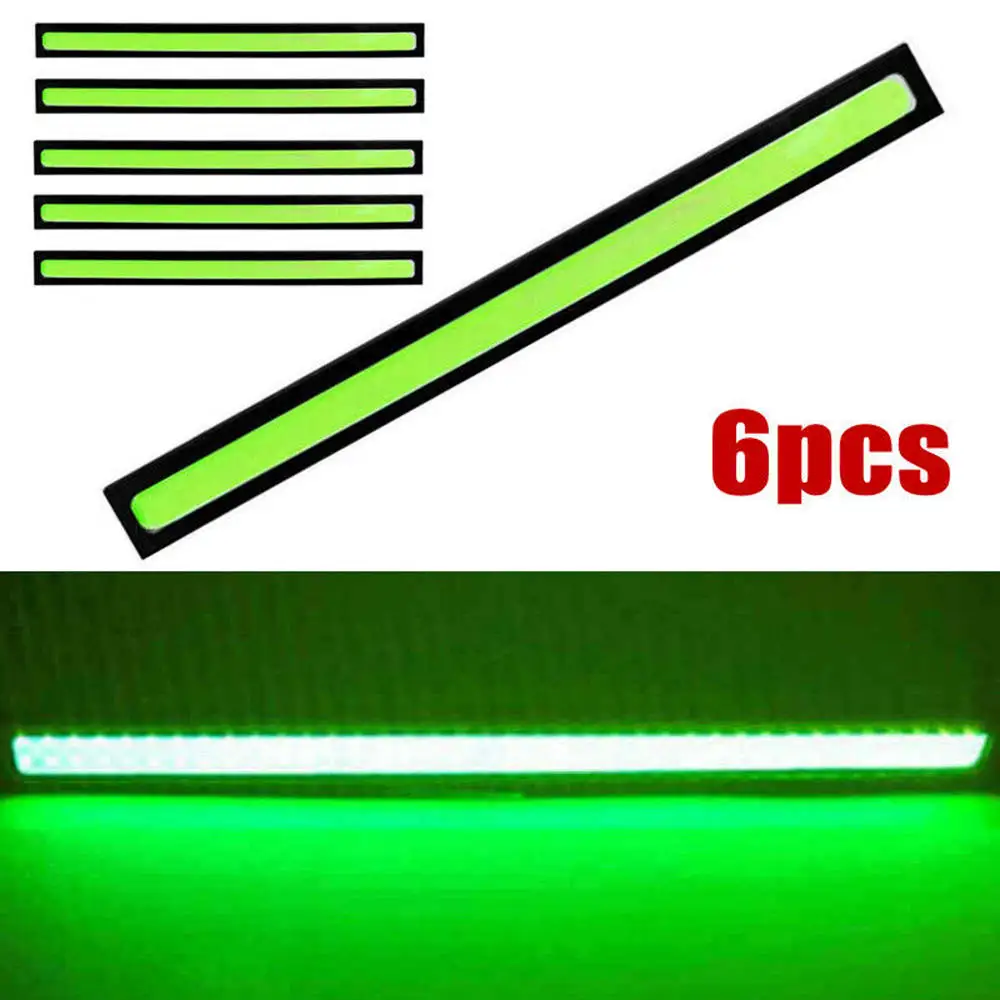 6pcs 12V 17 cm Nepremočljiva Zelena DRL COB LED Trak Svetlobe Bar Za Prikolico, Avto, Čoln