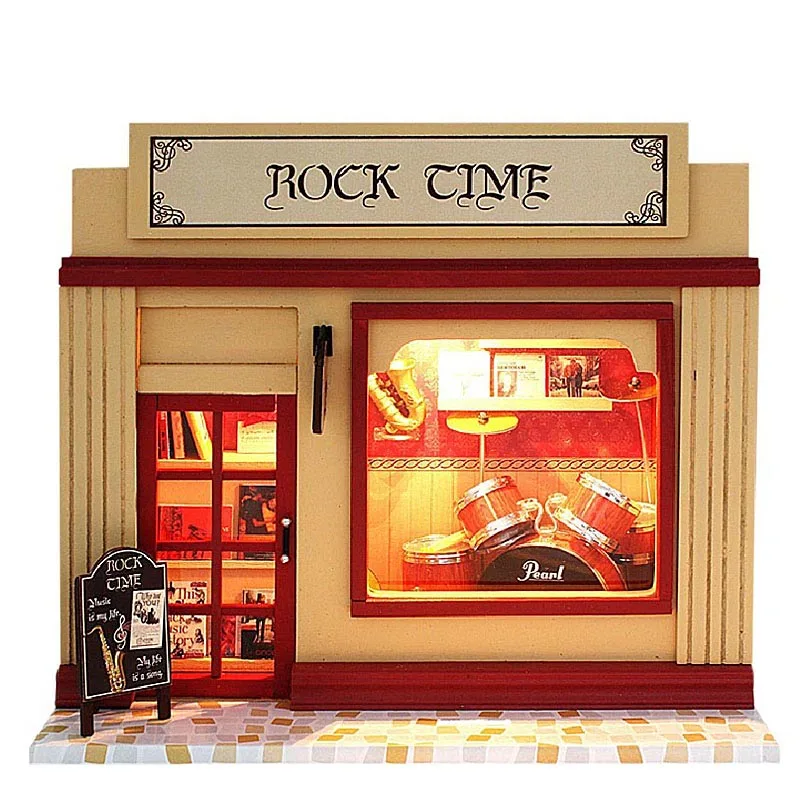 Evropa Trgovina Model Komplet Rock Času Zbrati Miniaturni Lutke DIY Lutka Hiša Sobi Polje Home Ročno izdelane Igrače Hiši Dekle Najljubše Darilo