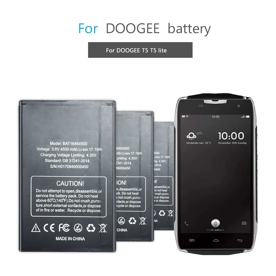 Mobilni Telefon Baterija Za DOOGEE T5 / T5 lite Zamenjava Baterije 4500mAh BAT16464500