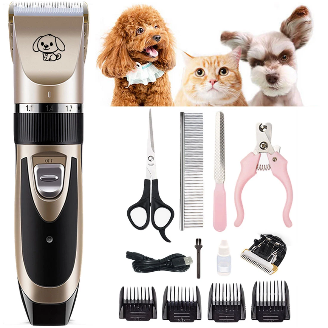Električni Pes Hair Trimmer za Hišne Las Clipper Low-noise Polnilna Mačka Lase Odstranjevalec USB Polnjenje Nego Las Rezilo Stroj