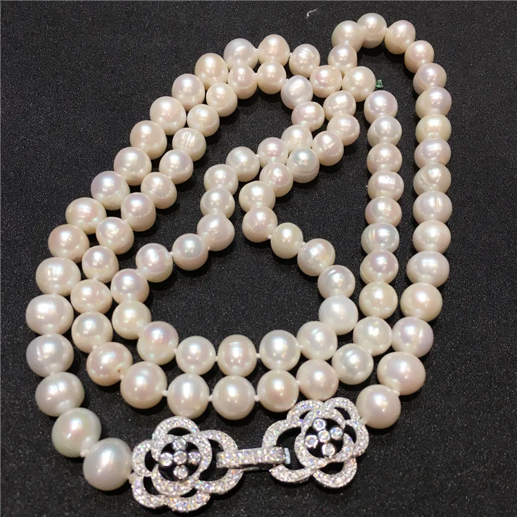 NEW Vroče prodati 8-9 mm 60 cm bela naravnih sladkovodnih biserna ogrlica, dolg pulover verige modni nakit