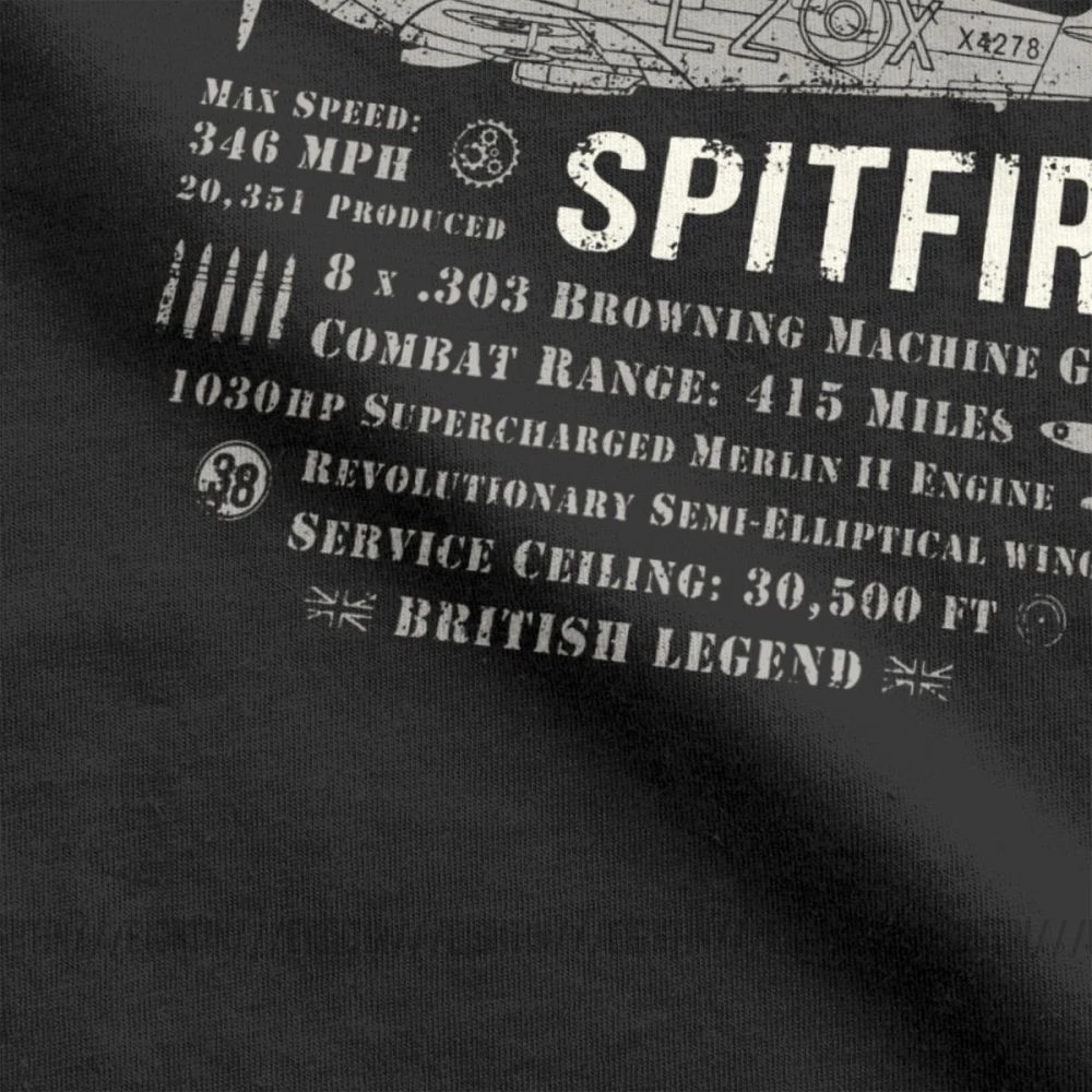 Moške Majice Spitfire Borec Ravnini Smešno Čistega Bombaža Tees Kratek Rokav WW2 Vojni Pilot Letala Letalo T Shirt Krog Vratu Vrhovi