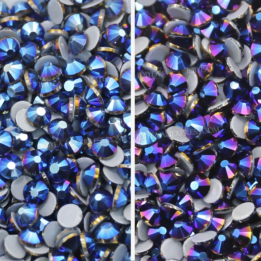 Kovinski Blue & Blue Hematit flatback okrasnih vroče fix kristali glitters strass stekla sprotni popravek, kamni za needlework oblačila