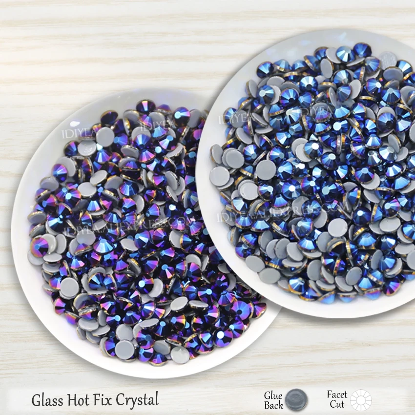 Kovinski Blue & Blue Hematit flatback okrasnih vroče fix kristali glitters strass stekla sprotni popravek, kamni za needlework oblačila