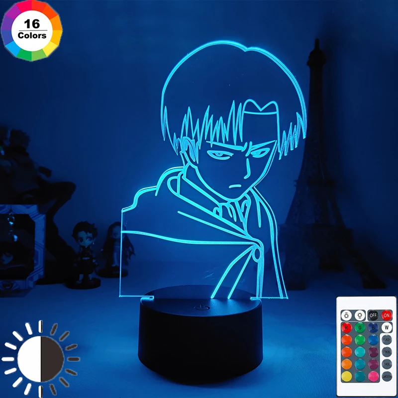 3D LED Lučka za Napad na Titan Ackerman Slika Otroci Nočna za Sobno Dekoracijo Led Barva Spreminja Noč Svetlobe Anime Darilo