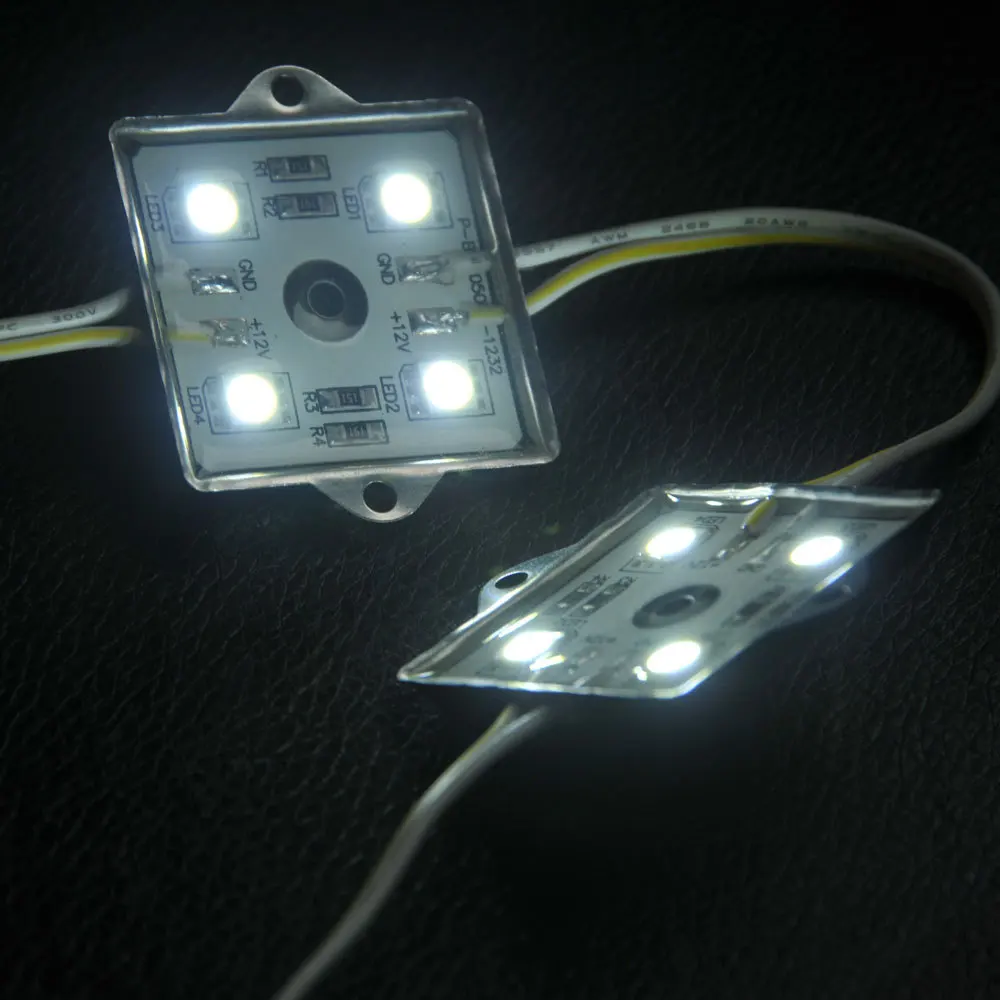 100 kozarcev, Bela SMD 5050 Vodotesna LED Modul (4 Led, Kovinsko Lupino, 0,96 W, L35 x W35mm) za Osvetlitev Znaki