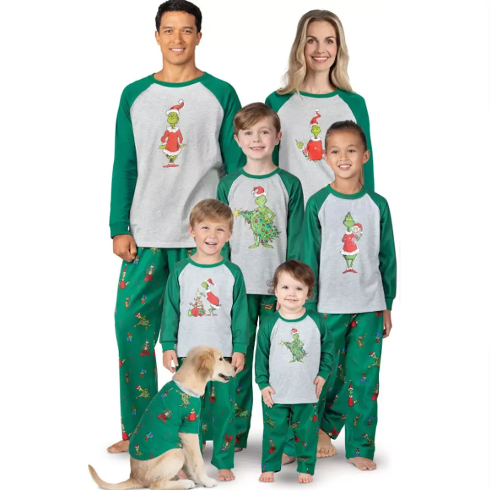 Ujemanje Družino Božični Pižamo Malčka Fant Dekle Unisex Grinch Sleepwear More