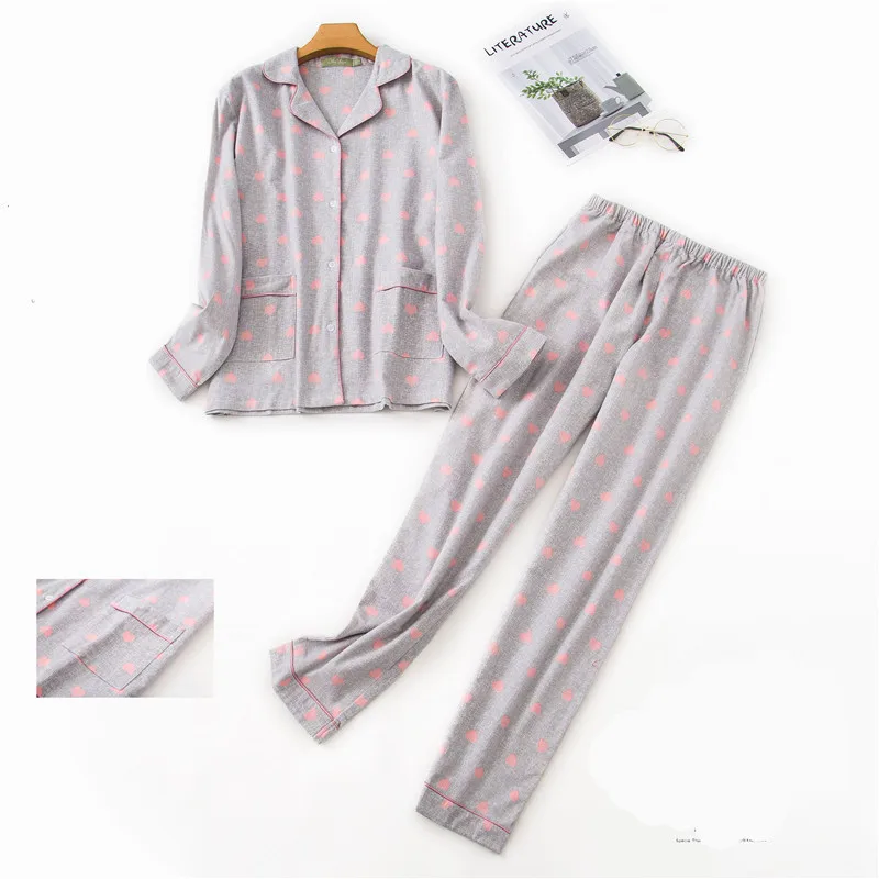 Vrh Milost Sleepwear Komplet Bombaž Zimske Ženske Pižame z Dolgimi Rokavi Hlače Priložnostne Risanka Toplo Priložnostne Mama Homewear
