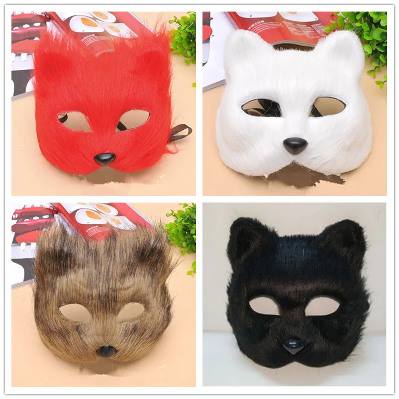 Silver Fox Masko Z Majhnimi Fox Moški In Ženski Pol Obraza Rekviziti Mačka Ples Mask Maska Za Noč Čarovnic Fox Maska Črna Rdeča Pustna Maska