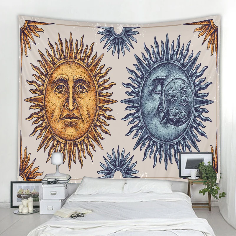 Sun Moon Bog ozadju, tapiserija, postavitev scene, ki visi krpo digitalni tisk se lahko meri
