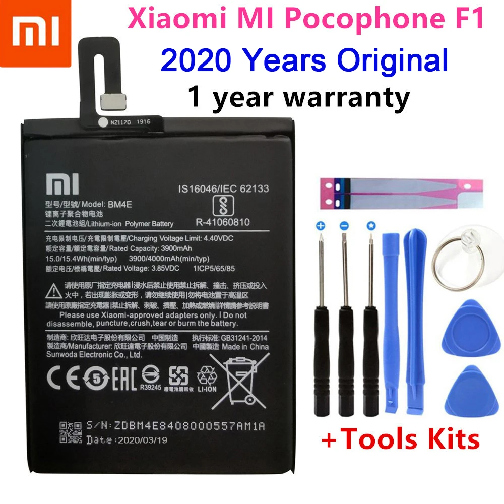 Originalne Nadomestne Baterije BM4E Za Xiaomi MI Pocophone F1 baterija Pristna Telefon Baterija 4000 mah+Orodje Garniture+Nalepke