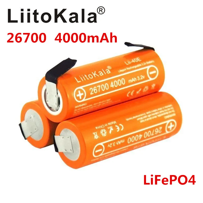 LiitoKala 3.2 V Lii-40E-N 26700 LiFePO4 polnilna baterija 4000 mah litij-celico za 24V e-kolo powe +DIY Nikljeve plošče,