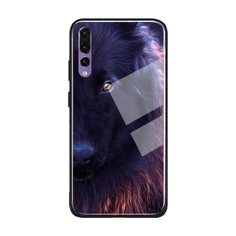 Volk Black Totem Živali mehki silikonski stekla telefon primeru kritje za Huawei Honor Proti Mate P 9 10 20 30 Lite Pro Plus, Nova 2 3 4 5