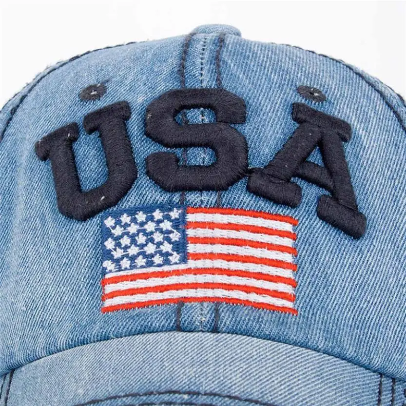 Moda vezeni zastavo ZDA vrnitev žoge klobuki denim baseball kapa klobuk za moške, ženske fant dekleta, Ženske Skp binkoštni Nosorogovo#LREW