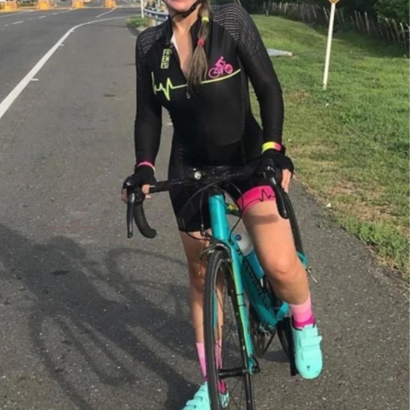 2020 Ekipa Kafitt Kolumbija Triatlon ženski Kolesarski Dres Skinsuit Jumpsuit Maillot Kolesarjenje Ropa Ciclismo Dolg Rokav Modro Nabor