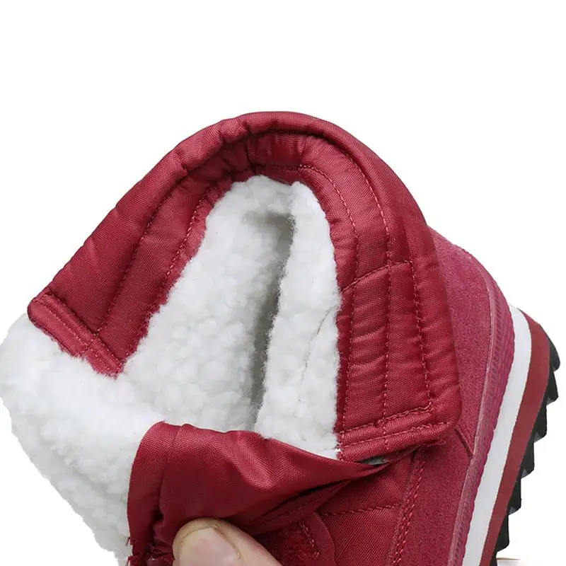 Toplo plišastih sneg škornji 2021 novo kavljem&zanke zimski škornji ženske čevlje non-slip gleženj škornji, nepremočljiva ravno čevlje, ženska, plus velikost