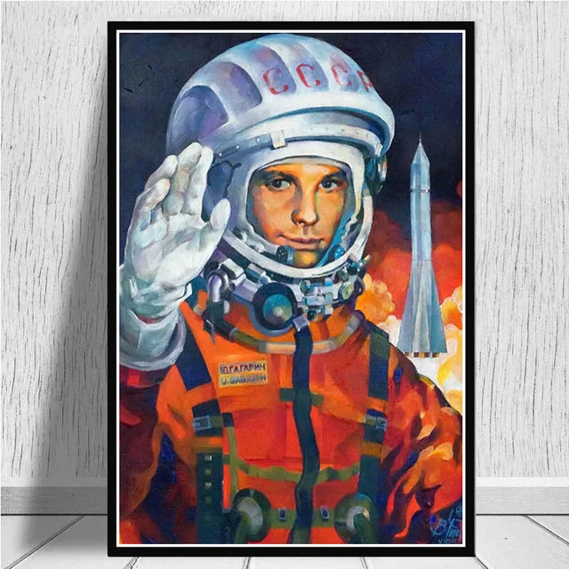 Prostor Junaki Jurij Gagarin Plakatov In Fotografij Stenske Slike Za Dnevno Sobo Letnik Platno Slikarstvo Dekorativni Doma Dekor Quadro