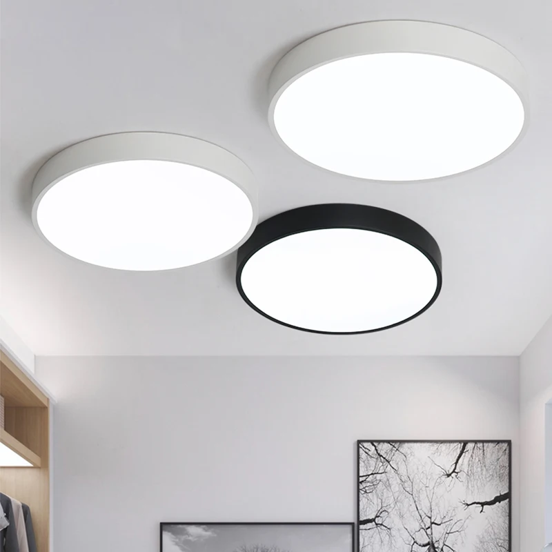 Ustvarjalne Ultra-tanek 5 cm LED Okrogle Stropne Luči Zatemniti Daljinski upravljalnik Stropna Lučka bela črna za Spalnica, Kuhinja Restavracija