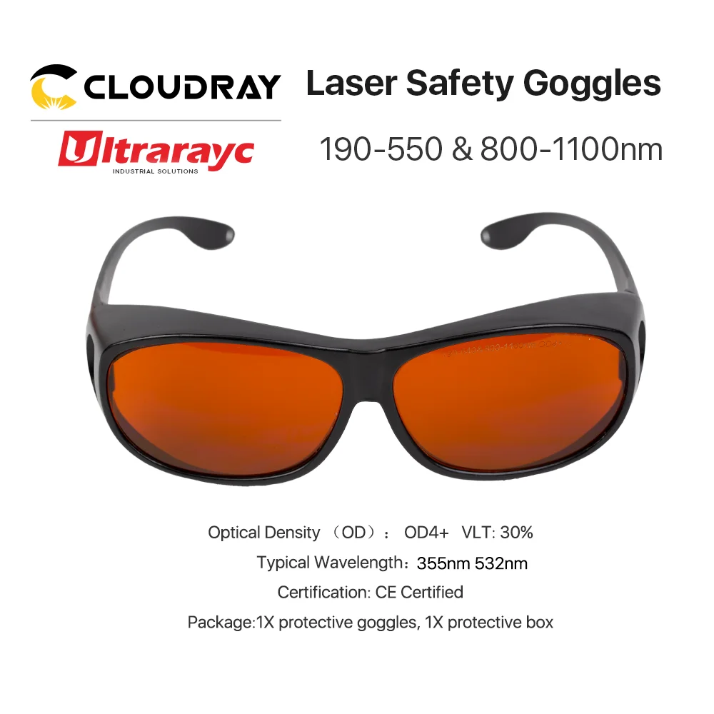 Ultrarayc 355 & 532nm Laserska Očala Srednje Velikosti, Tipa B Zaščitna Očala Shield Zaščita Očal za UV & Zeleni Laser Varnost
