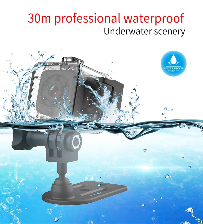 30 m pod vodo mini wifi baterija, fotoaparat, Mobilni telefon hotspot realnem času, prikaz mini kamere SD kartico za shranjevanje samll telo kamere