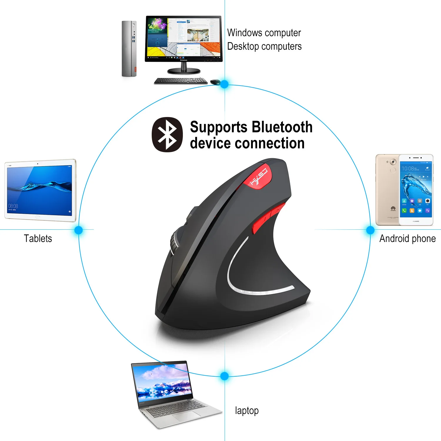 Moda Wireless Bluetooth 3.0 Miška 3 DPI Hitrost Nastavljiva Za Prenosni Računalnik, Tablični računalnik Optični Laser Navpično Miško Za Macbook