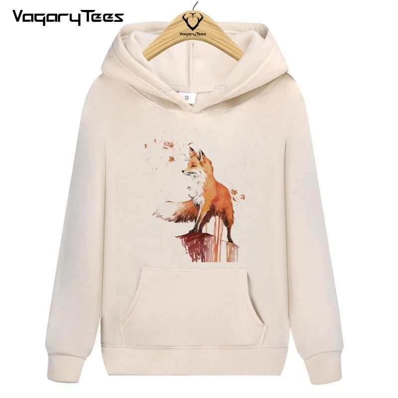 Harajuku 2021 Fox Živali Tiskanja Hoodies Jeseni Ženske Vrhovi Camiseta Feminina grafični Ulične Ženski pulover s kapuco