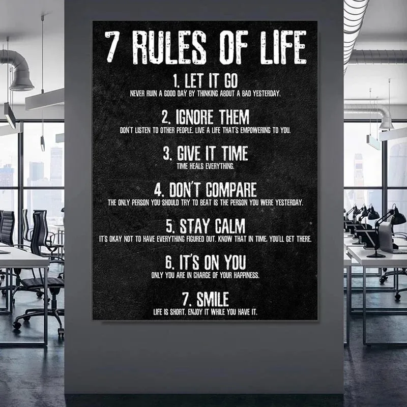 7 Pravila Življenja, ki Pazi na Svoje Misli Motivacijske Plakatov in Fotografij na Steni Platno Stensko Slikarstvo v slikah, za dnevno Sobo