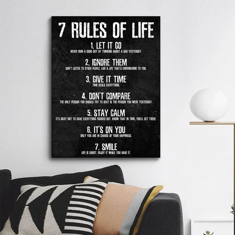 7 Pravila Življenja, ki Pazi na Svoje Misli Motivacijske Plakatov in Fotografij na Steni Platno Stensko Slikarstvo v slikah, za dnevno Sobo