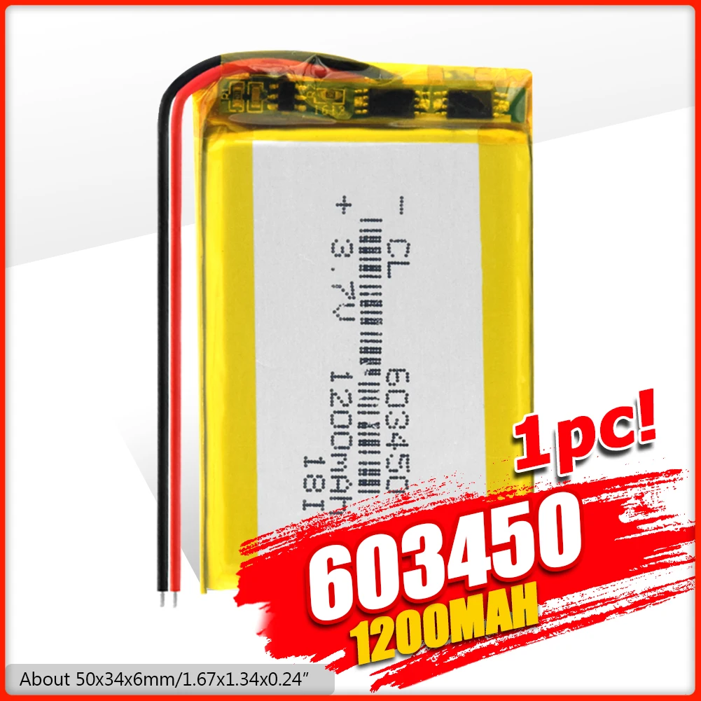 3/4/8PCS Nov Prenosni 1200mAh Li Polymer Lipo Baterijo 3,7 v Baterije 603450 Litij-Li-ion Baterije, Vgrajene v PCB Modul Za GPS