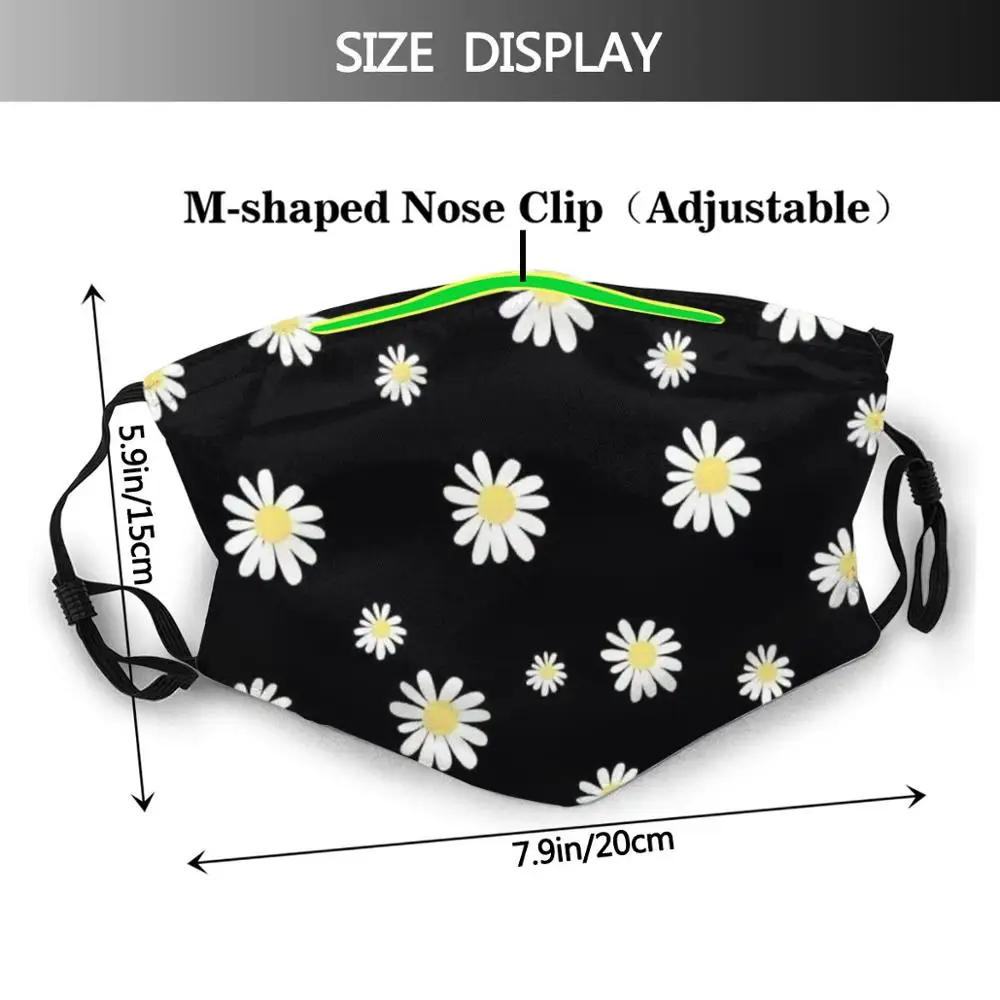 Daisy Vzorec Odrasle Otroke Proti Prahu Filter Diy Masko Marjetice Daisy Črni Vzorec Telefon Primeru Lepe Rože Cvetlični Vrt
