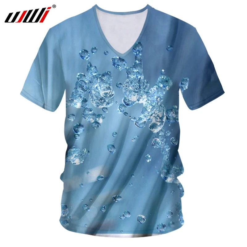 UJWI Nove Moške 3D Tiskanih Preprosta, Modrih Vodnih Kapljic V Vratu Tshirt Moški Favorited Osebnost Prevelik Šport Tshirt 5XL