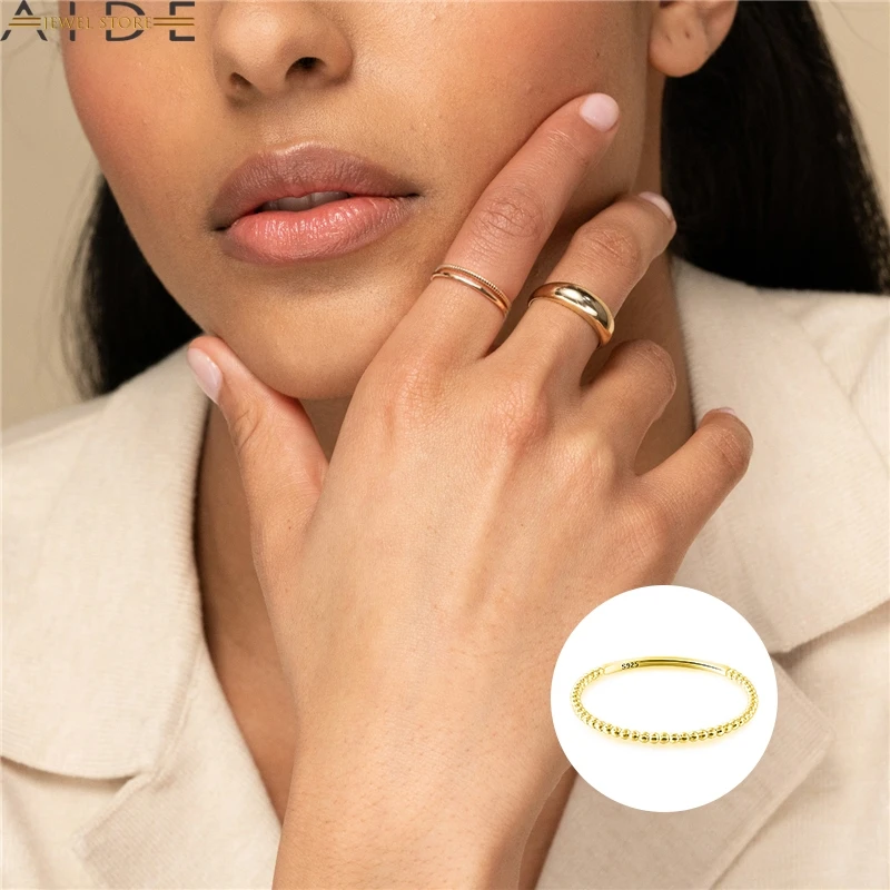 Aide S925 Sterling Silver Obroči za Ženske Minimalističen Klasični Poročni prstan Poslastica Posla Darilo Obroč, Nakit, Anillos