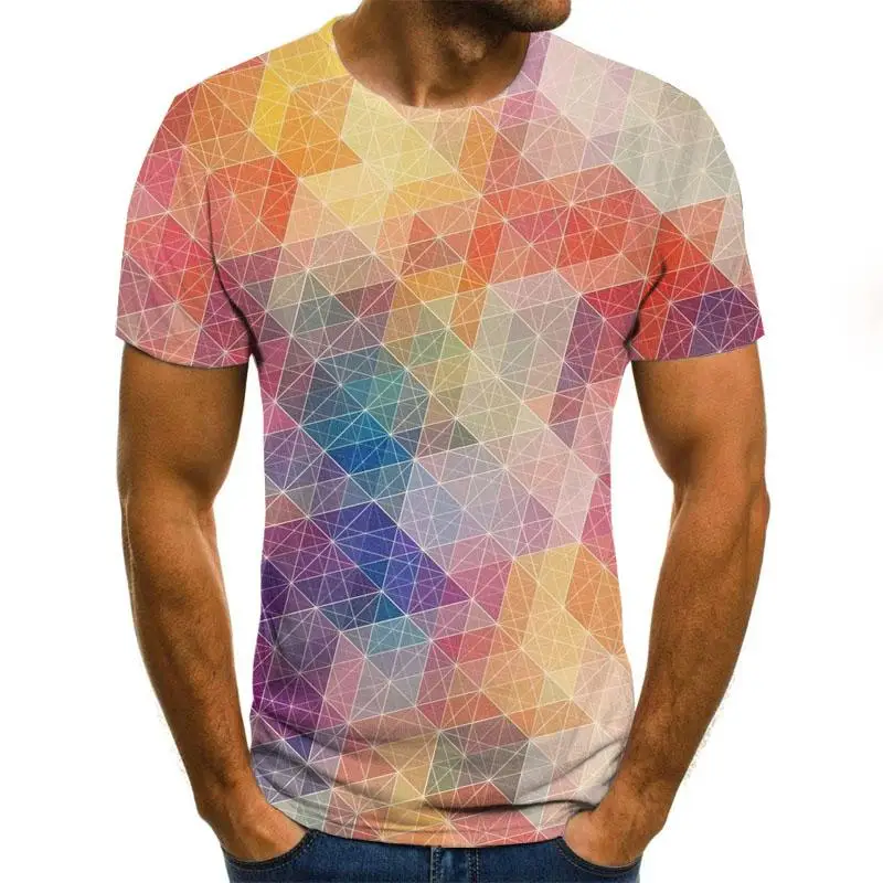 Poletje 3D tiskanje moška T-shirt priložnostne kratka sleeved O-vratu moška T-shirt pisane modne tiskanje 3D T-shirt vrh
