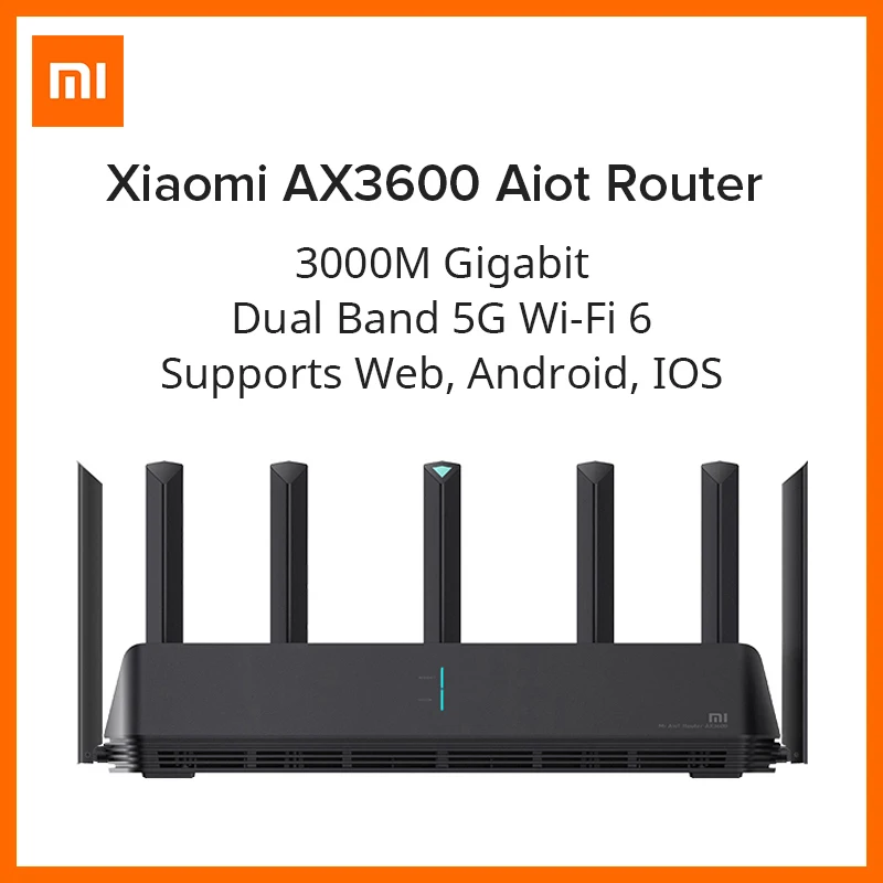 Original Xiaomi AX3600 AIoT Usmerjevalnik Wifi 6 5G Zunanji Ojačevalnik Signala Dual-Band 2976Mbs WPA3 Varnost Šifriranje Očesa Nova