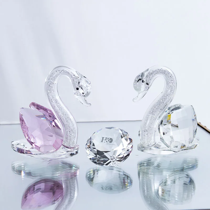H&D 3D Kristalno Swan Figurice Art Stekla Žival Diamond obtežilnik za papir Zbirateljske Božič Darilo Doma Mizo Dekoracijo Poroke Uslug