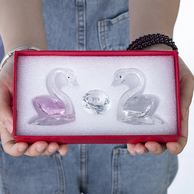 H&D 3D Kristalno Swan Figurice Art Stekla Žival Diamond obtežilnik za papir Zbirateljske Božič Darilo Doma Mizo Dekoracijo Poroke Uslug