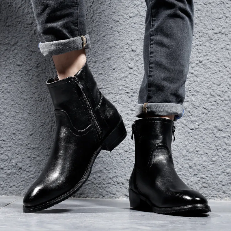 Britanski stil za moške casual velikost kavbojski škornji naravnega usnja čevlji stranka obleka za nočni klub chelsea boot gleženj botas zapatos