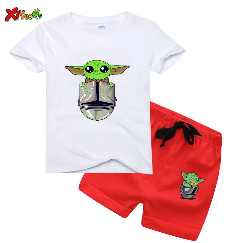 Baby Yoda fantje dekleta določa otroci otrok Harajuku Star Wars T-shirt moda 2pieceT majica Otrok Okrogle Ovratnik Kratek Rokav t-Shirs
