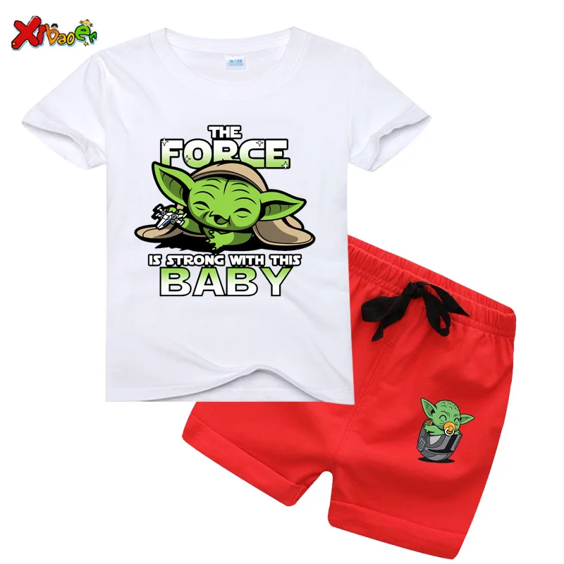 Baby Yoda fantje dekleta določa otroci otrok Harajuku Star Wars T-shirt moda 2pieceT majica Otrok Okrogle Ovratnik Kratek Rokav t-Shirs