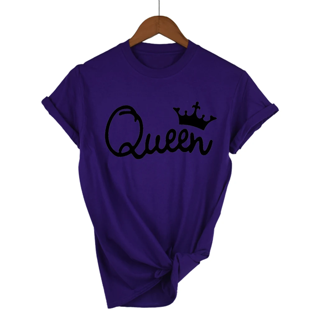 Kraljica Parov ženske T Shirt Krono Tiskanje Nekaj Obleke Poletje T-shirt 2018 Priložnostne O-vrat Vrhovi Ljubitelje cottonTee Majica