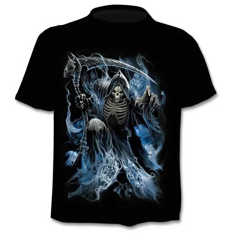 Lobanja T shirt Okostje T-shirt pištolo Tshirt Gothic srajce Punk Tee vintage t srajce 3d t-shirt anime moški stilov dropshipping